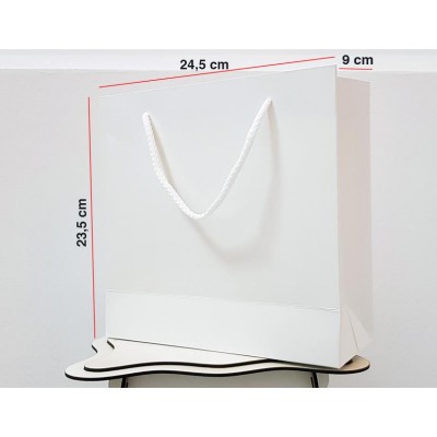 Parlak Beyaz Karton Çanta 25 ADET 23,5*24,5*9 cm  1.Sınıf El Yapımı Yerli Üretim