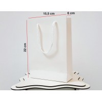 Parlak Beyaz Karton Çanta 25 ADET 15,5*22*6 cm 1.Sınıf El Yapımı Yerli Üretim